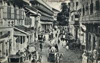 A vintage black and white postage of a street scene in Bombay
