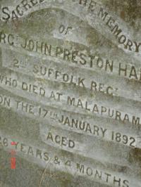 Gravestone of Sergt. John Preston Hale in Malapuram Cemetery