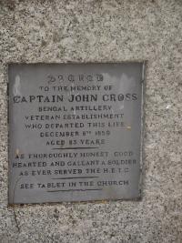 Gravestone of Captain John Cross, Bengal Artillery