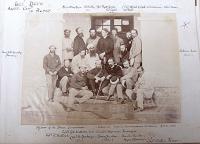 The Officers of the Berar Commission, c. 1868. Featured are: Tage Deen, Assistant Commissioner, West Berar; Major Otway Mayne;Col. Bushby, D.C.; Rev. Pigott-James; Col. Stubbs, D.C.;Sir Alfred C. Lyall, Commissioner, West Berar; Dr. Porter, Capt. R.H. Hudleston, D.C.; Capt. R. Bullock; Capt. K. Mackenzie, D.C.; Duston Bymongi Jamargee; Ewan Christian (Police); Charles Hordern, D.C.; Capt. Arthur Farrer; Harry Bold Knowlys (Treasury); Col. James Bell, D.C. 