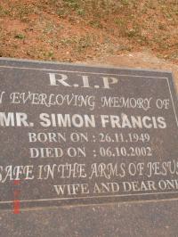 Gravestone of Mr. Simon Francis