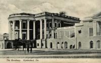 Vintage black and white undated postcard of The Residency, Hyderabad, Deccan