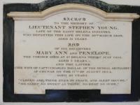 Memorial to Lieutenant Stephen Young, Mary Ann Young and Penelope, Wife of Captain Charles Dallas
